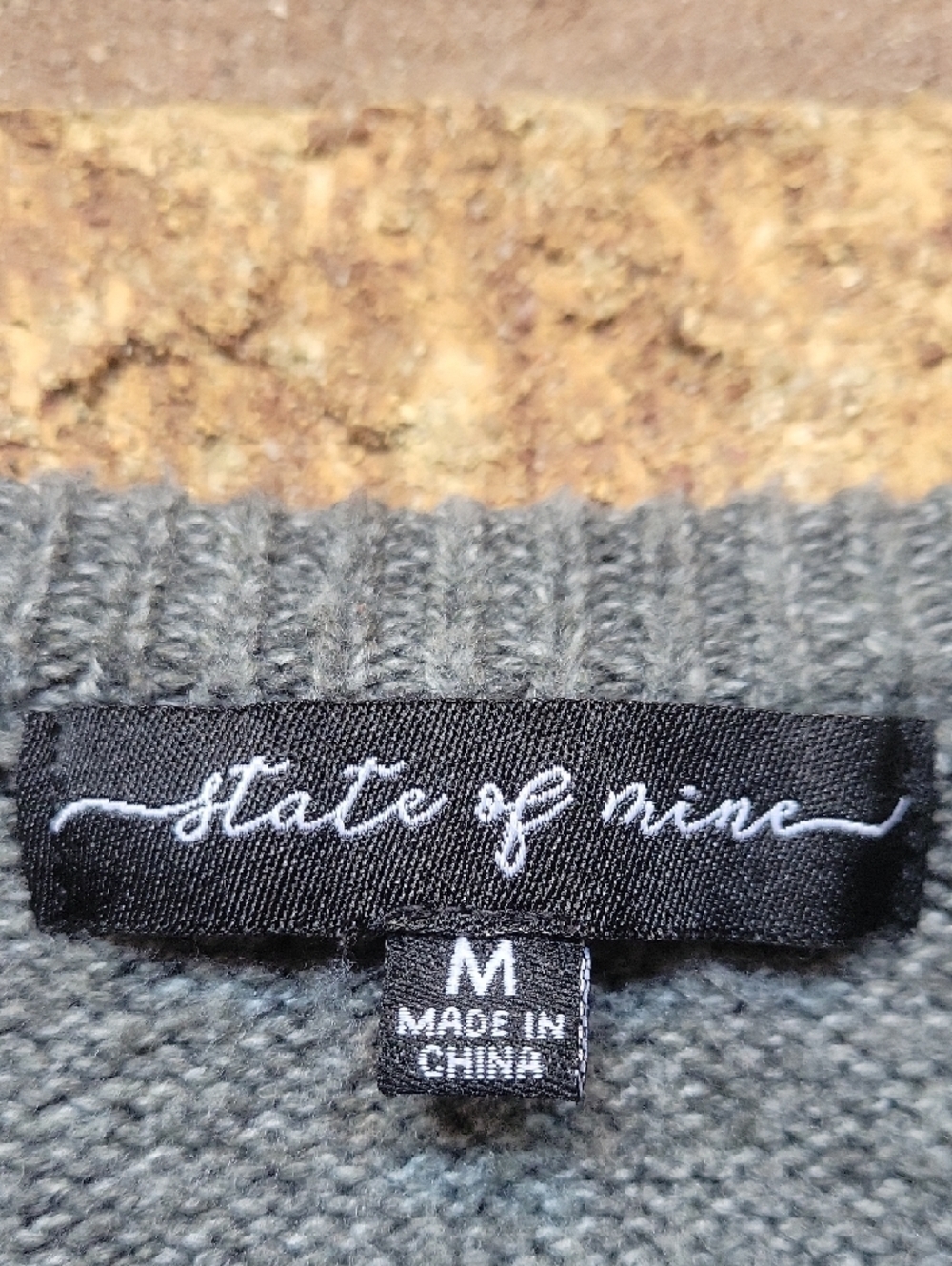 State of Mine Gray Crewneck Sweater with Orange Pumpkin Motif Size Medium - Picture 2 of 10